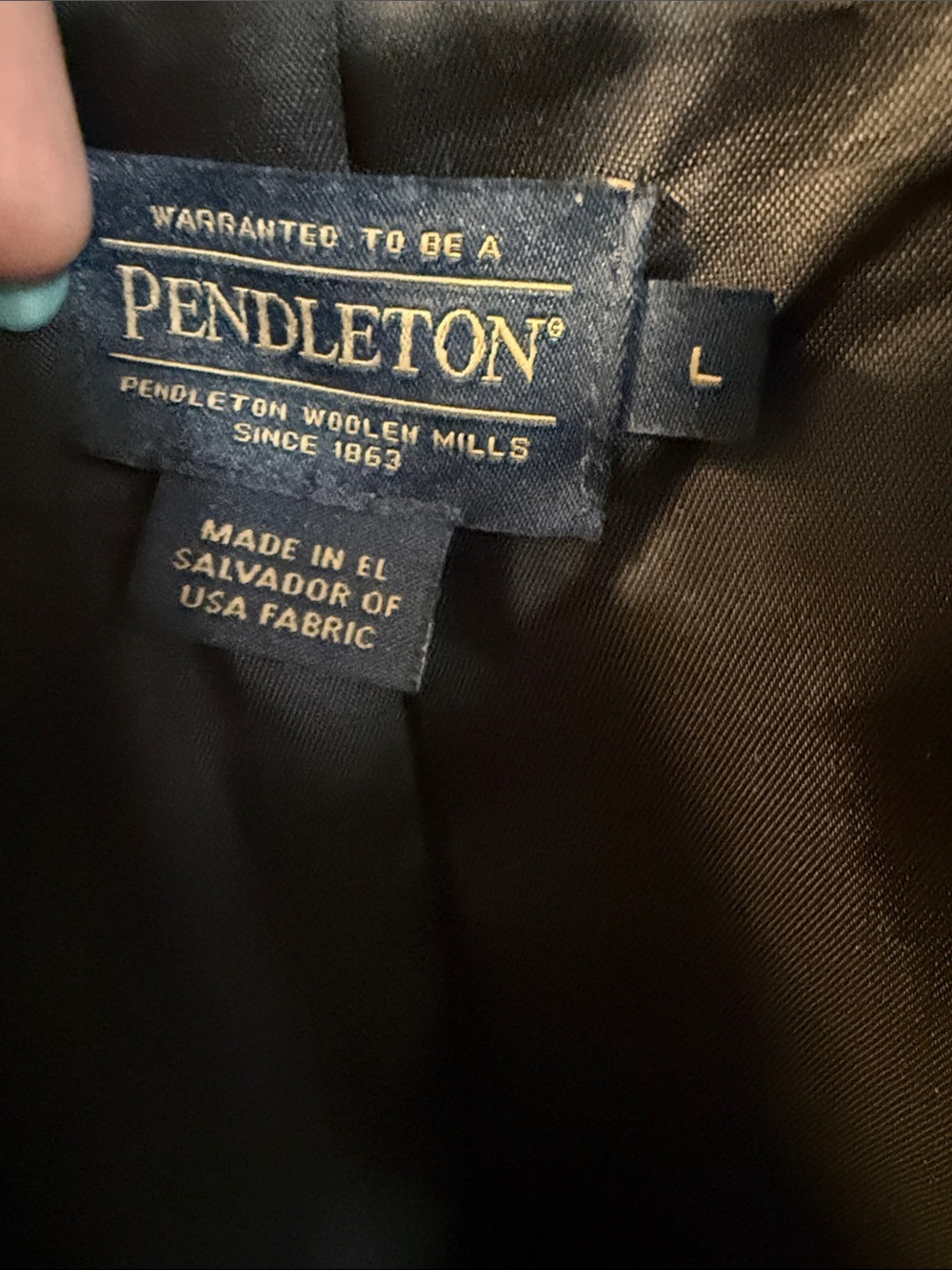 Pendleton Black and Cream Southwestern Peacoat with Plush Shawl Collar - Picture 2 of 9